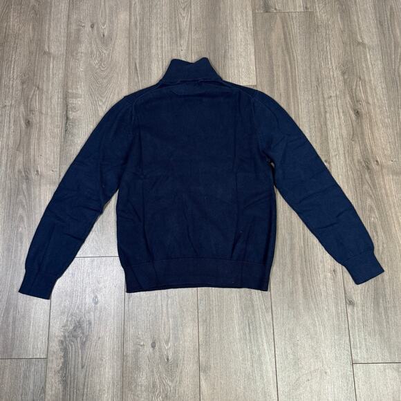 J.Crew Cotton Half-Zip Sweater Mens M Navy Blue Pullover Mock Neck Long Sleeves - Picture 4 of 7